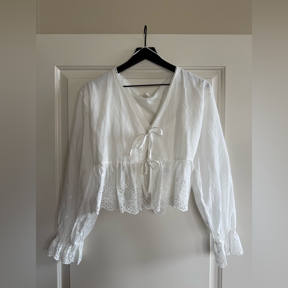 Lush Eyelet Tie-Front Top